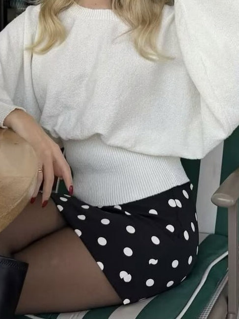 Polka Dot Mini Bodycon Skirt Black N6E155