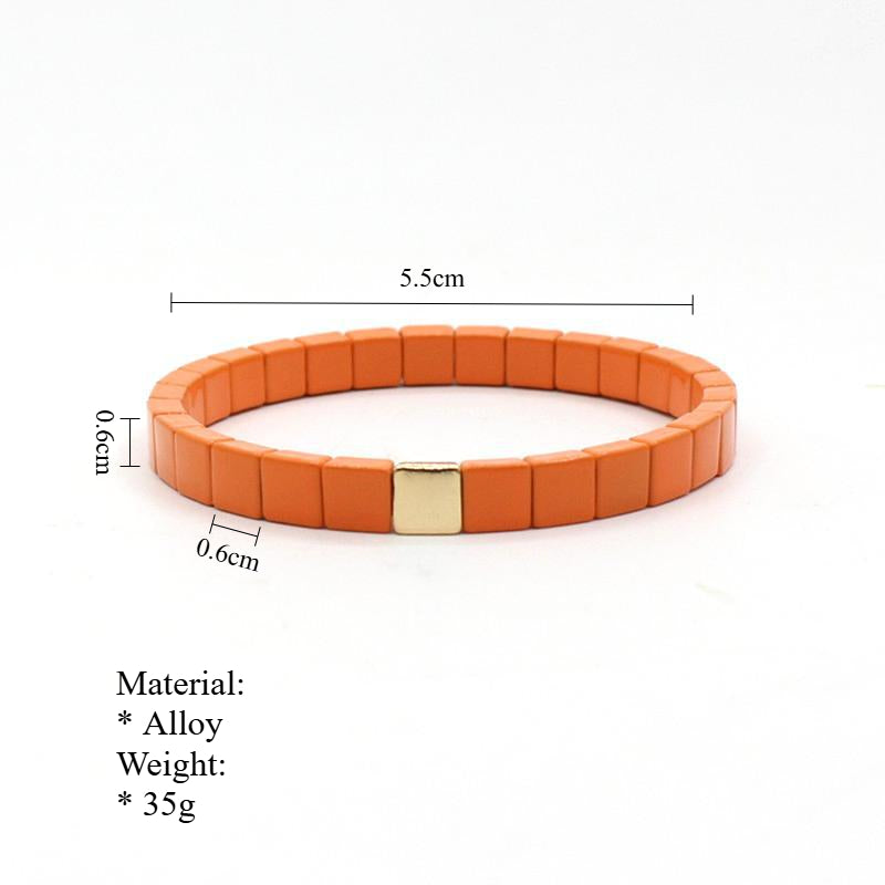 Bohemian Tile Bracelet Steel Enameled Plated S5P144