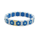 Load image into Gallery viewer, Bohemian Floral Cuff Enamel Steel Elastic DIY Plated S5P085
