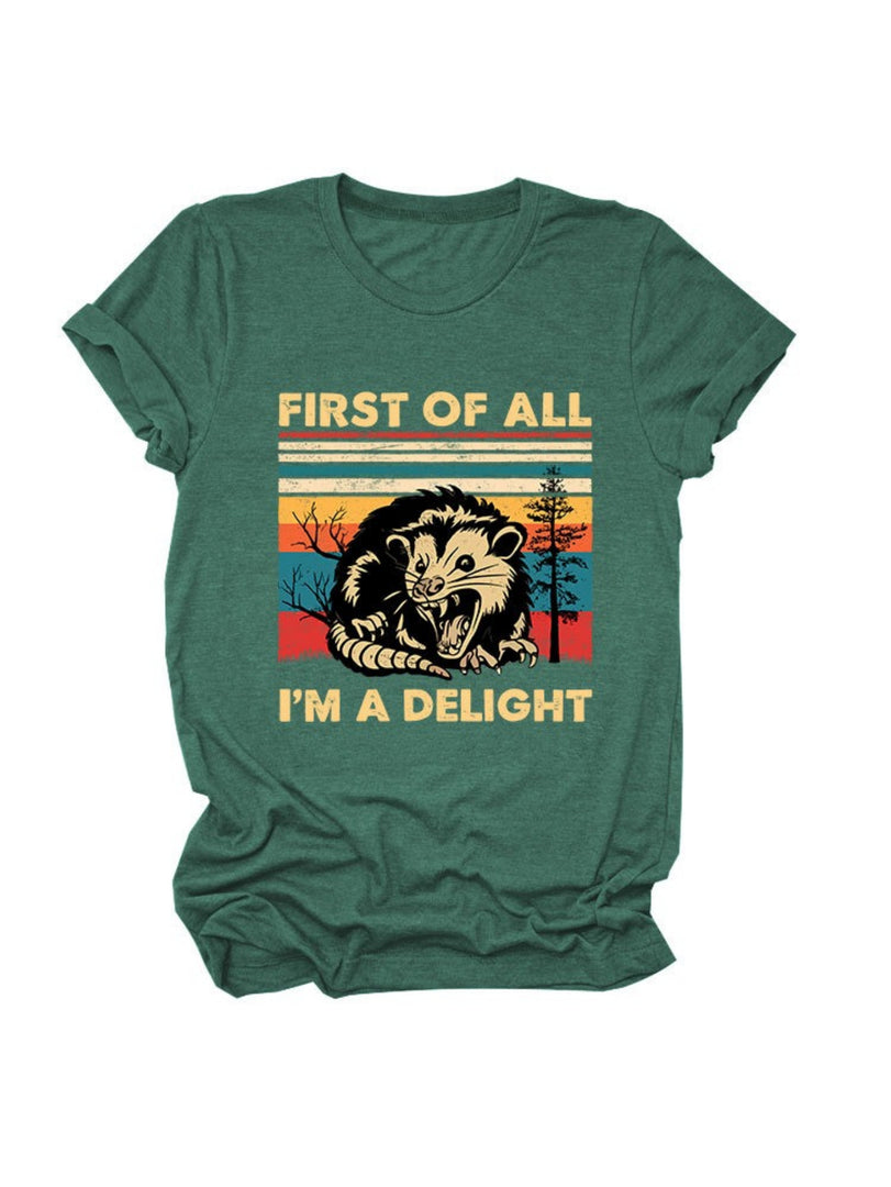 First of All I'm a Delight Print Round Neck T-Shirt N6E141