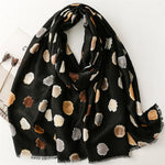 Load image into Gallery viewer, Cotton Linen Feel Metallic Foil Polka Dot Scarf Shawl N6H255