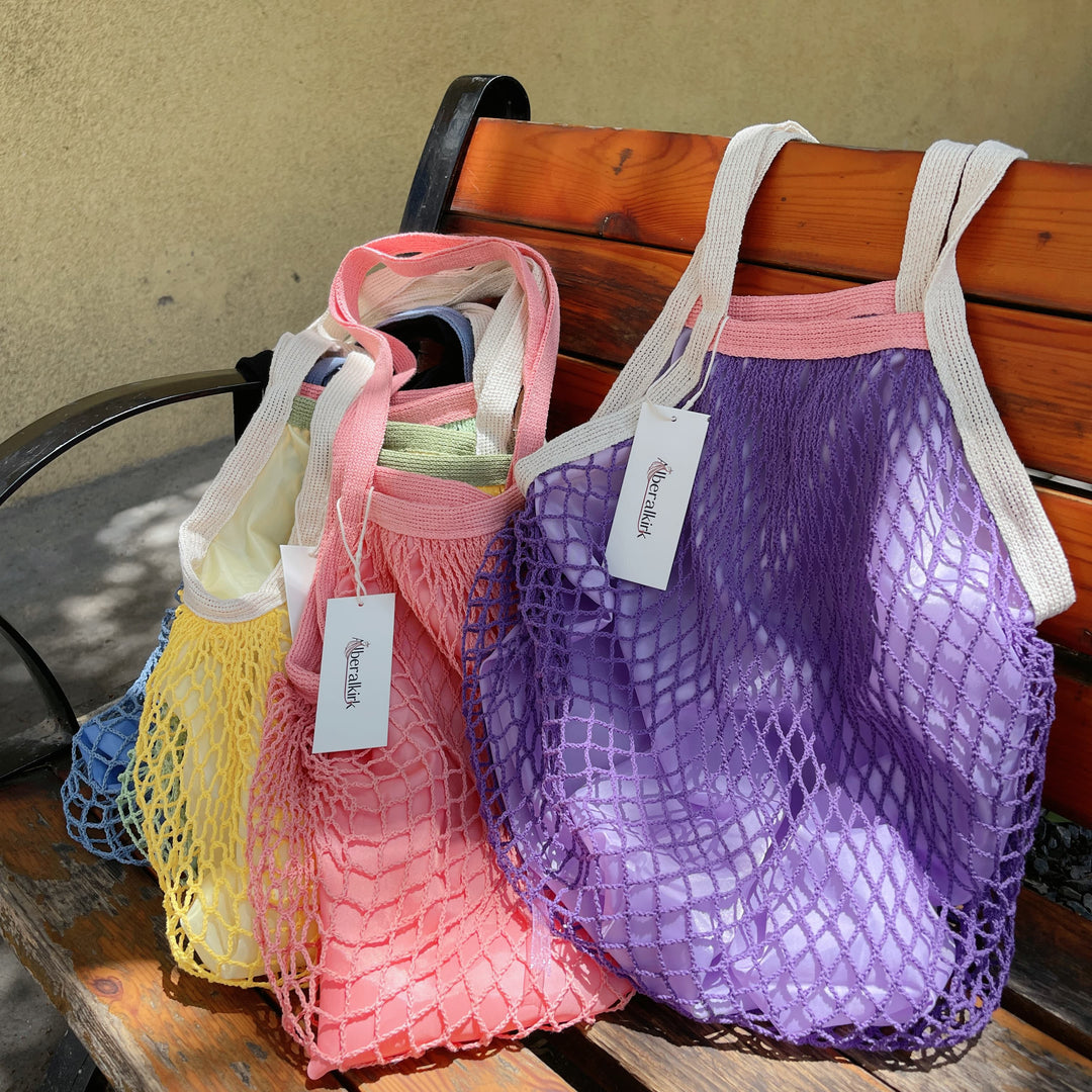 Cotton Linen Handwoven Foldable Shoulder Mesh Tote N6G131