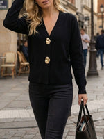 Load image into Gallery viewer, Solid V-Neck Long Sleeve Cardigan Women N6G183