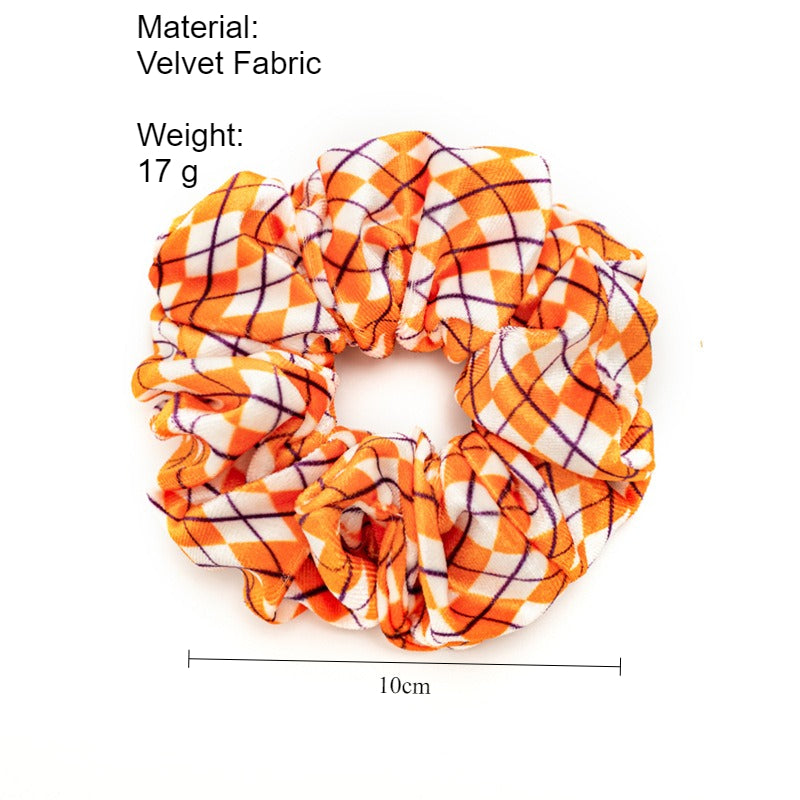 Velvet Scrunchie Spooky Pattern High Elasticity N6H202