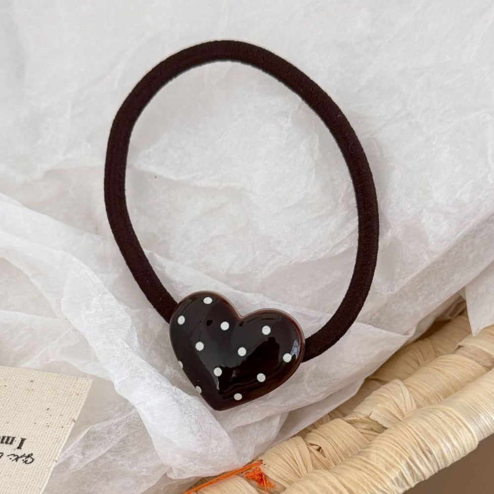 Polka Dot Heart Hair Tie Retro High Elastic N6F069
