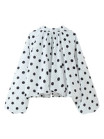 Load image into Gallery viewer, Simple Polka Dot Back Slit Blouse Women N6E145