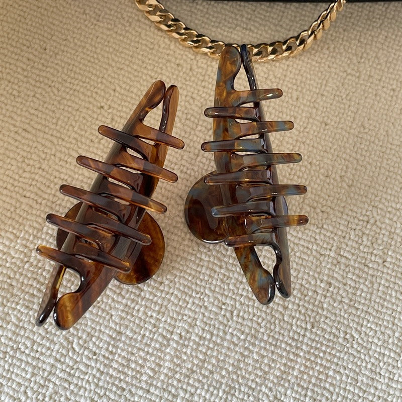 Caramel Tea Mint Dark Brown Arc Acetate Shark Clip S5P901