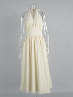 Load image into Gallery viewer, Tie-Waist V-Neck Flared Maxi Dress Women N6D120