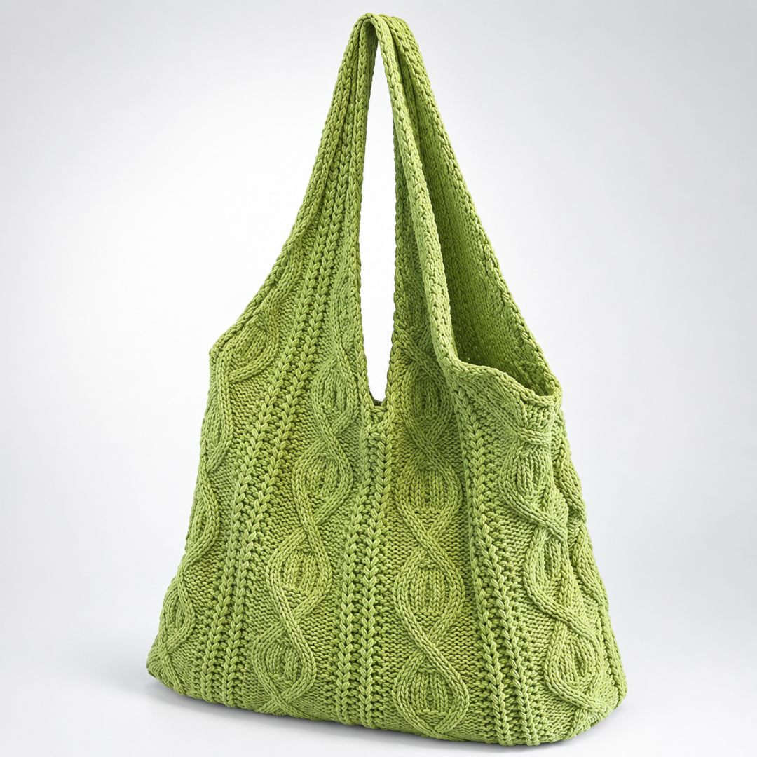 Women's Woven Polyester Knit Tote Shoulder Bag N6J167