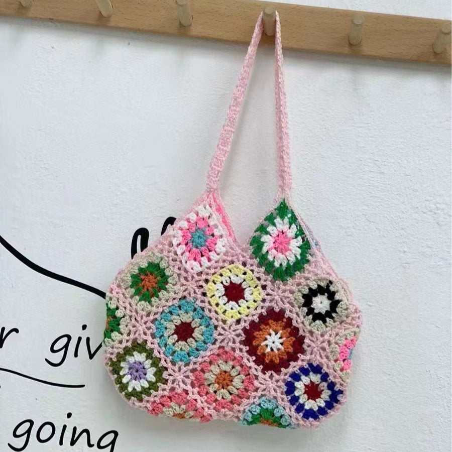 Bohemian Hand-Crochet Shoulder Bag Women N6E086