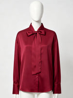 Load image into Gallery viewer, Bow Tie Scarf Loose Blouse Women Long Sleeve N6H124
