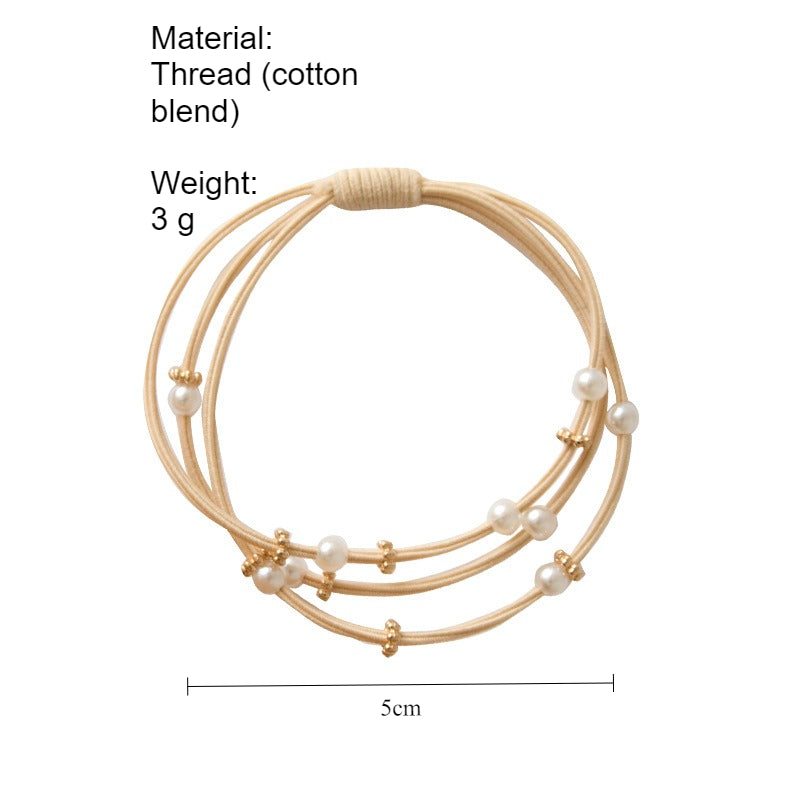 Fresh Pearl Hair Tie Basic Coffee Tone Women N6H189