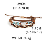 Load image into Gallery viewer, Hand Woven Shell and Leather Multi Layer Bracelet S5P616