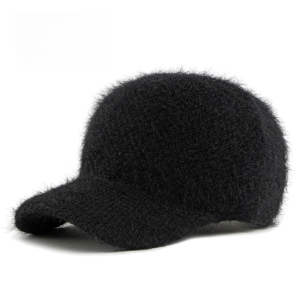 Faux Rabbit Fur Baseball Cap Women Soft Warm Knit N6G201