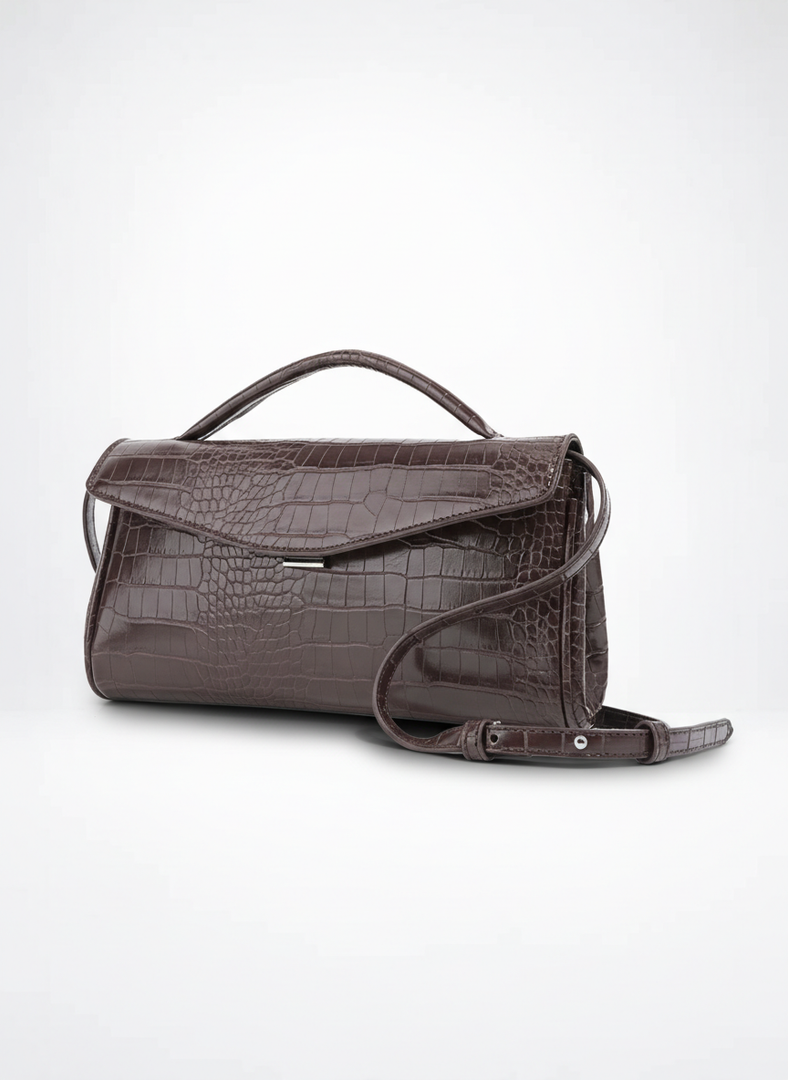 Brown Crocodile Grain Baguette Bag Women N6C033