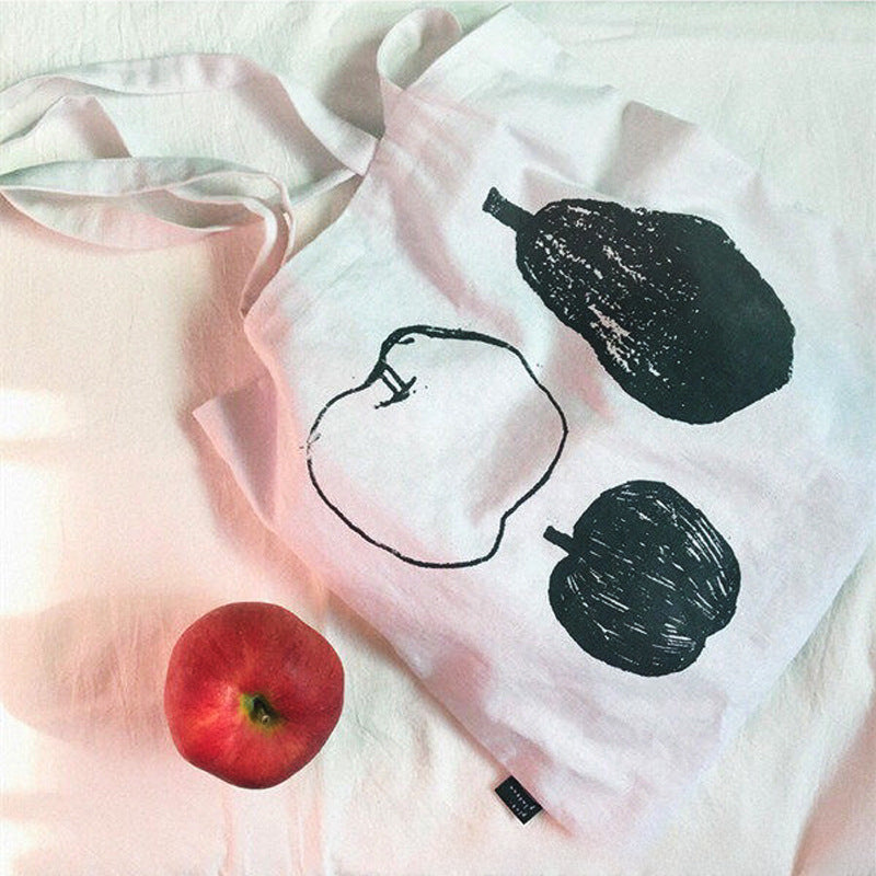 Still Life Fruit Print Shoulder Bag Cotton Linen   S5P273