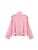 Load image into Gallery viewer, Loose Belted Double-Breasted Stand Collar Coat Women N6H125