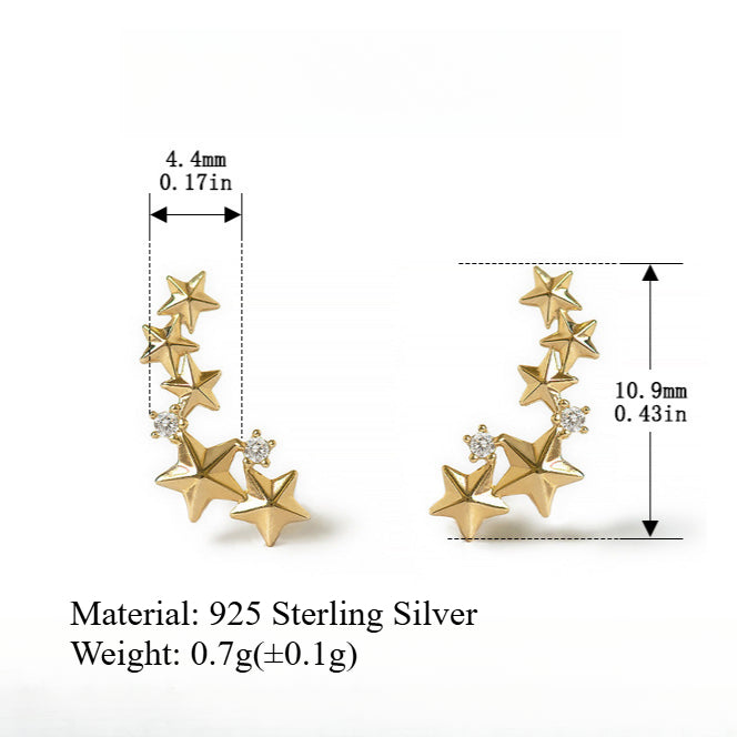 Star Prong-Set Studs S925 Rhodium-Plated Sparkling S5P138