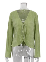 Load image into Gallery viewer, Fitted Flare Sleeve Ruffle Blouse Women N6D091