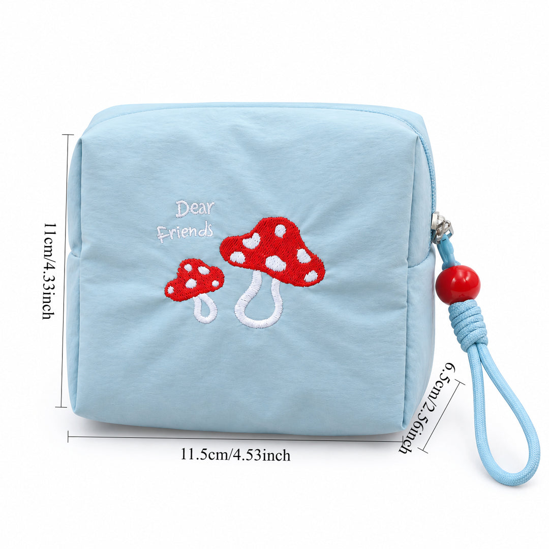 Womens Mushroom Embroidered Polyester Cosmetic Bag N6K118