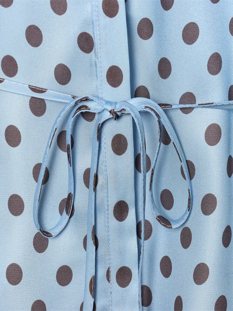 Polka Dot Satin Crop Shirt Women Office N6C109