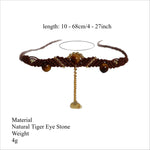 Load image into Gallery viewer, Tiger Eye Beaded Necklace Handwoven Drop Shape S5P197