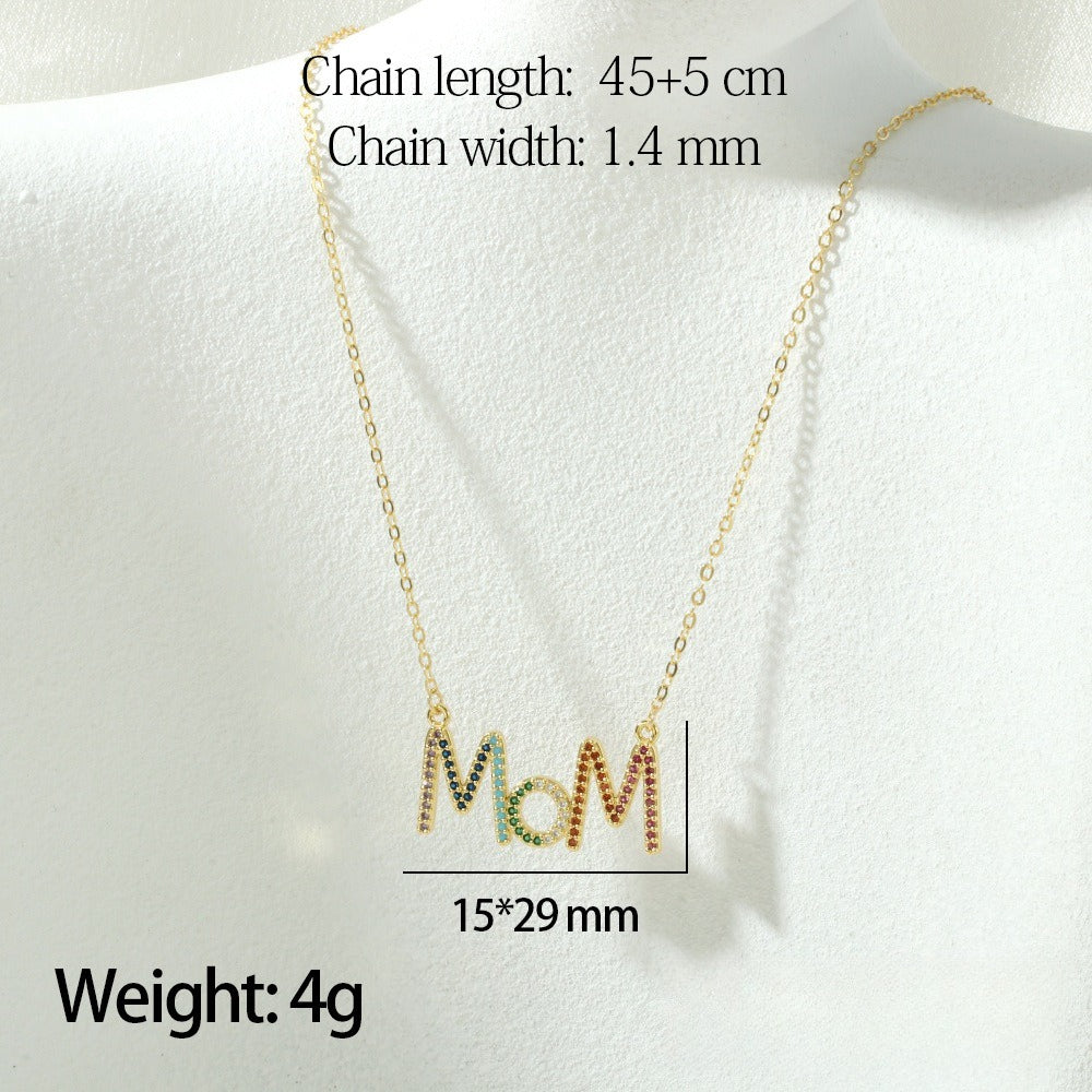 Zircon MOM Heart Pendant Necklace N6D521