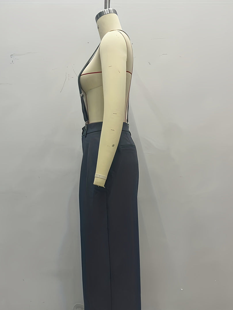 Adjustable Strap Pocket Dungaree Women Office Casual N6G175