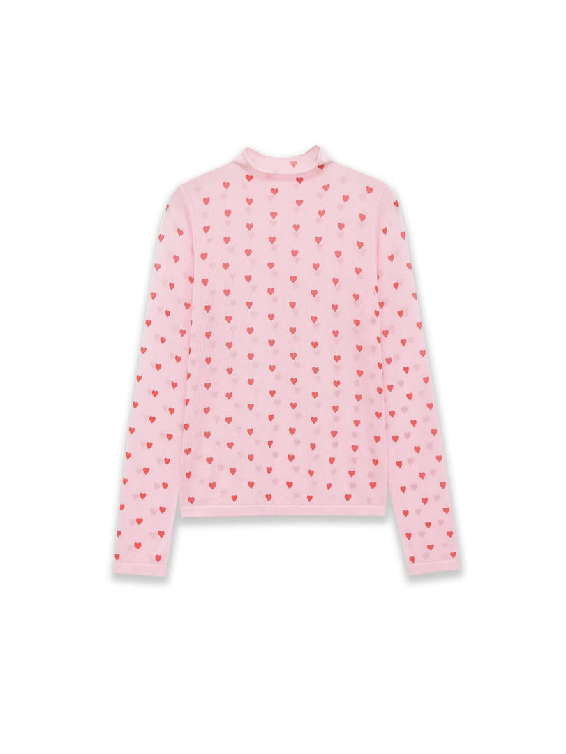 Heart Detail Long Sleeve Knit Sweater Women N6D121