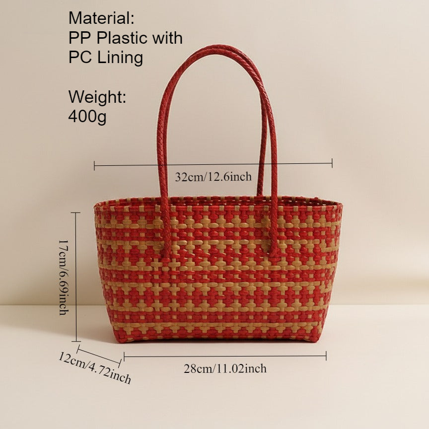 Oversized Striped PP Woven Tote Bag N6E056
