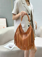 Load image into Gallery viewer, Soft Leather Double-Sided Fringe Tote Bag Women N6C222