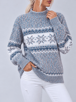 Load image into Gallery viewer, Half High Collar Snowflake Rabbit Hair Knit Sweater N6H258