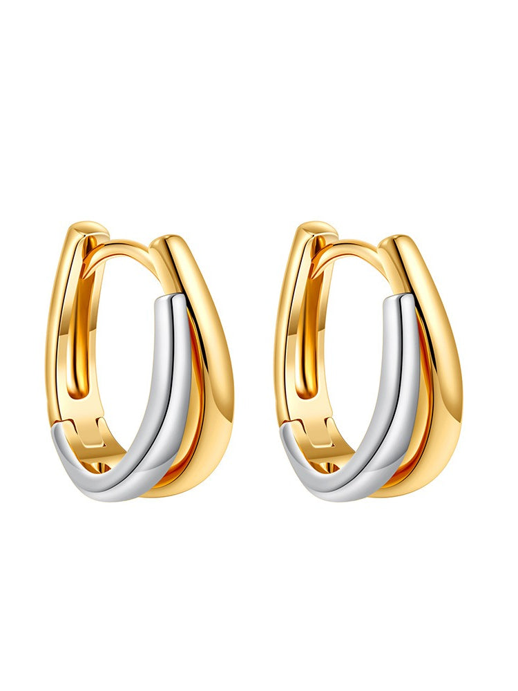 Two-tone Geometric U-Shape Ear Cuff Gold Plated  N6C182