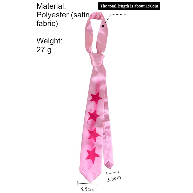 Dopamine Star Print Satin Tie Scarf Multi-Use Necktie N6G235