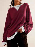 Load image into Gallery viewer, Contrast Rib Drop Shoulder Sweatshirt Long Sleeve N5Z249
