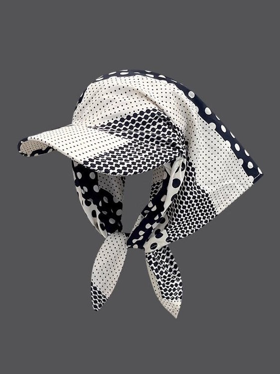 Polka Dot Scarf Sun Hat Women Vacation N6C367