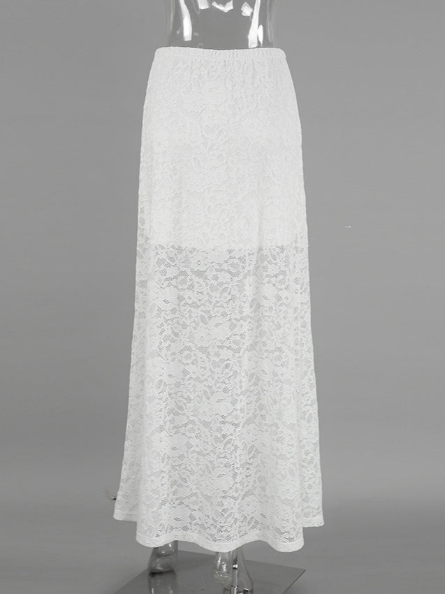 Sexy Lace Sheer High Waist A-Line Skirt N6D012