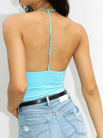 Load image into Gallery viewer, V Neck Cross Strap Ribbed Yoga Top with Bra N6F020
