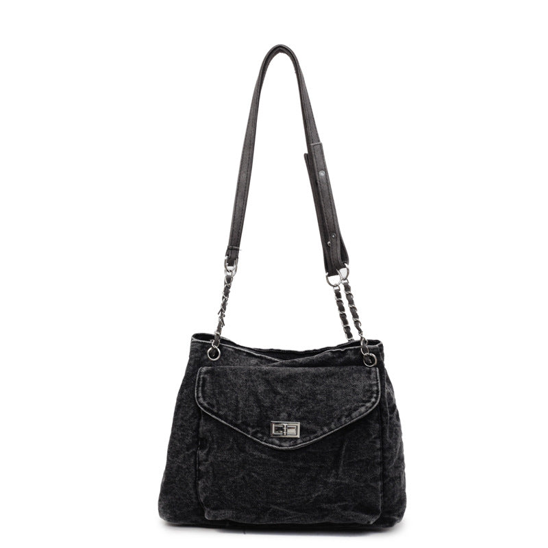 Denim Chain Tote Crossbody Bag Multi Carry  S5P294