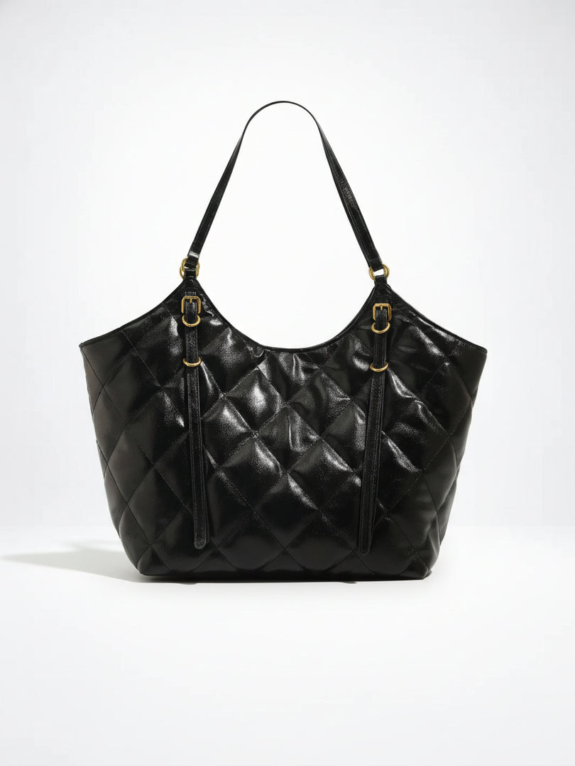 Quilted Oversized Tote Bag with Magnetic Snap N6C048