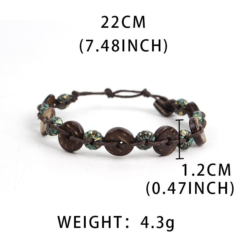 Natural Coconut Shell Braided Bracelet S5P614