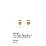 Load image into Gallery viewer, 2-in-1 Zircon Faux Pearl Stud Earrings Real Gold Plated N6H156