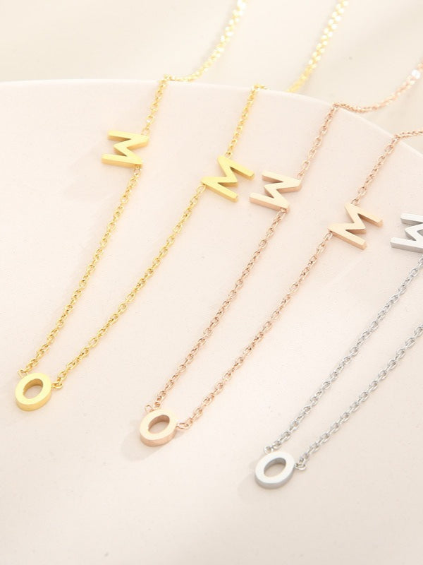MOM Pendant Titanium Steel Necklace Women N6D539