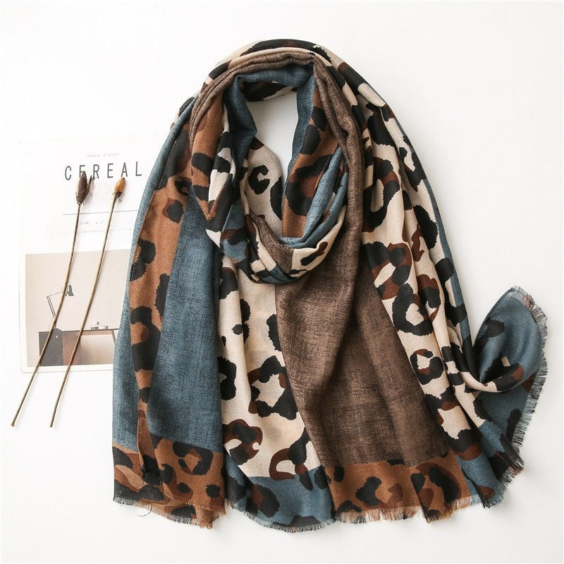 Lightweight Leopard Print Scarf Shawl Women N6H253