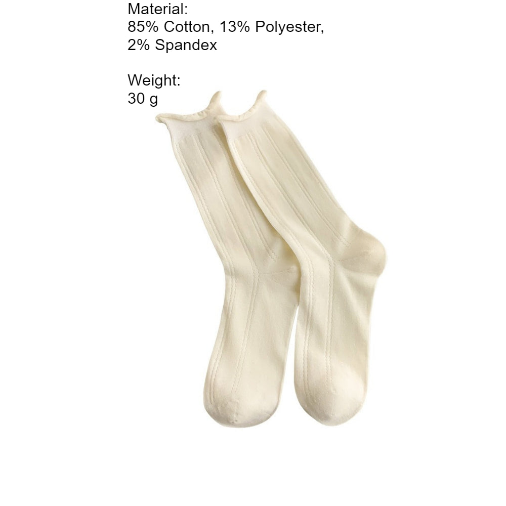 Thin Lace Hollow Mesh Mid-Calf Stack Socks Women N6H005