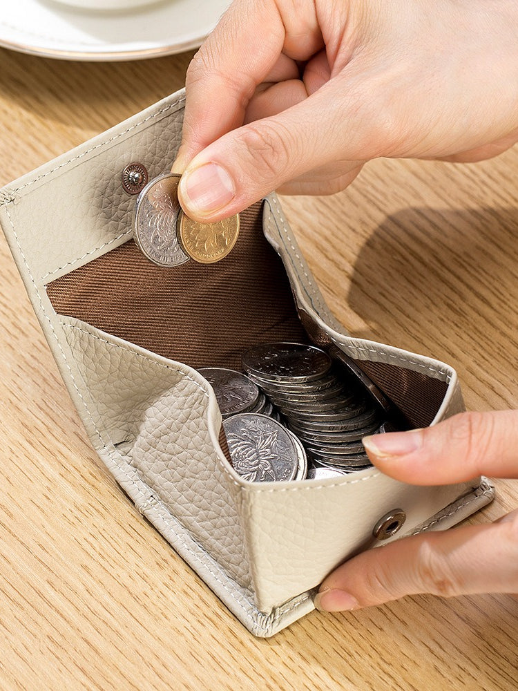 Genuine Leather Snap Mini Coin Wallet Women N6B208