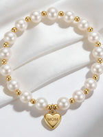 Load image into Gallery viewer, Stainless Steel MUM Heart Pearl Bead Bracelet Women N6D529