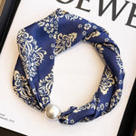Load image into Gallery viewer, Womens Pearl Magnetic Clasp Skinny Scarf N6K260