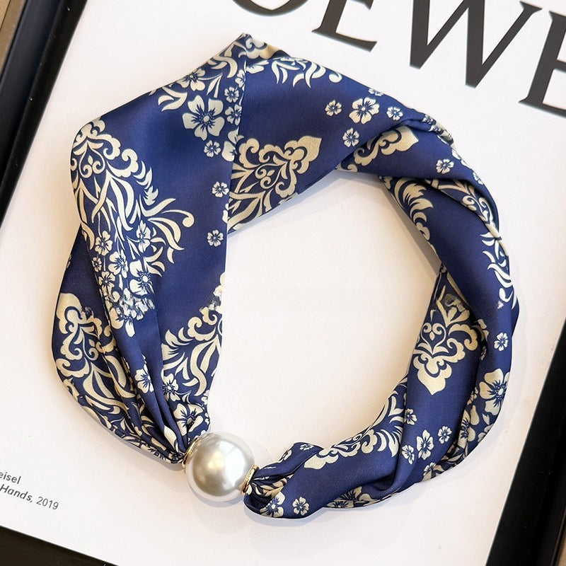 Womens Pearl Magnetic Clasp Skinny Scarf N6K260