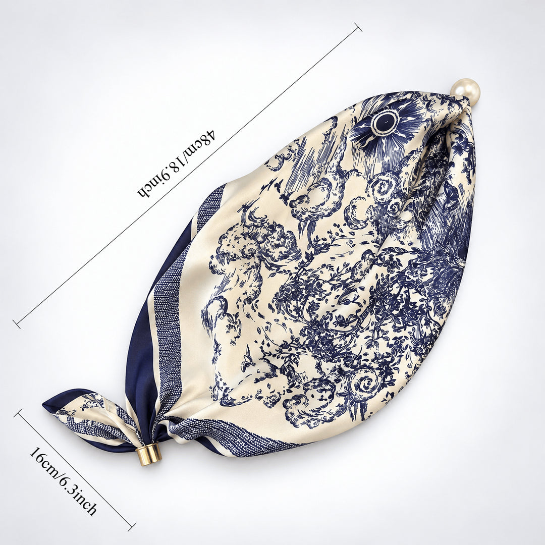 Womens Pearl Magnetic Clasp Floral Skinny Scarf N6K262
